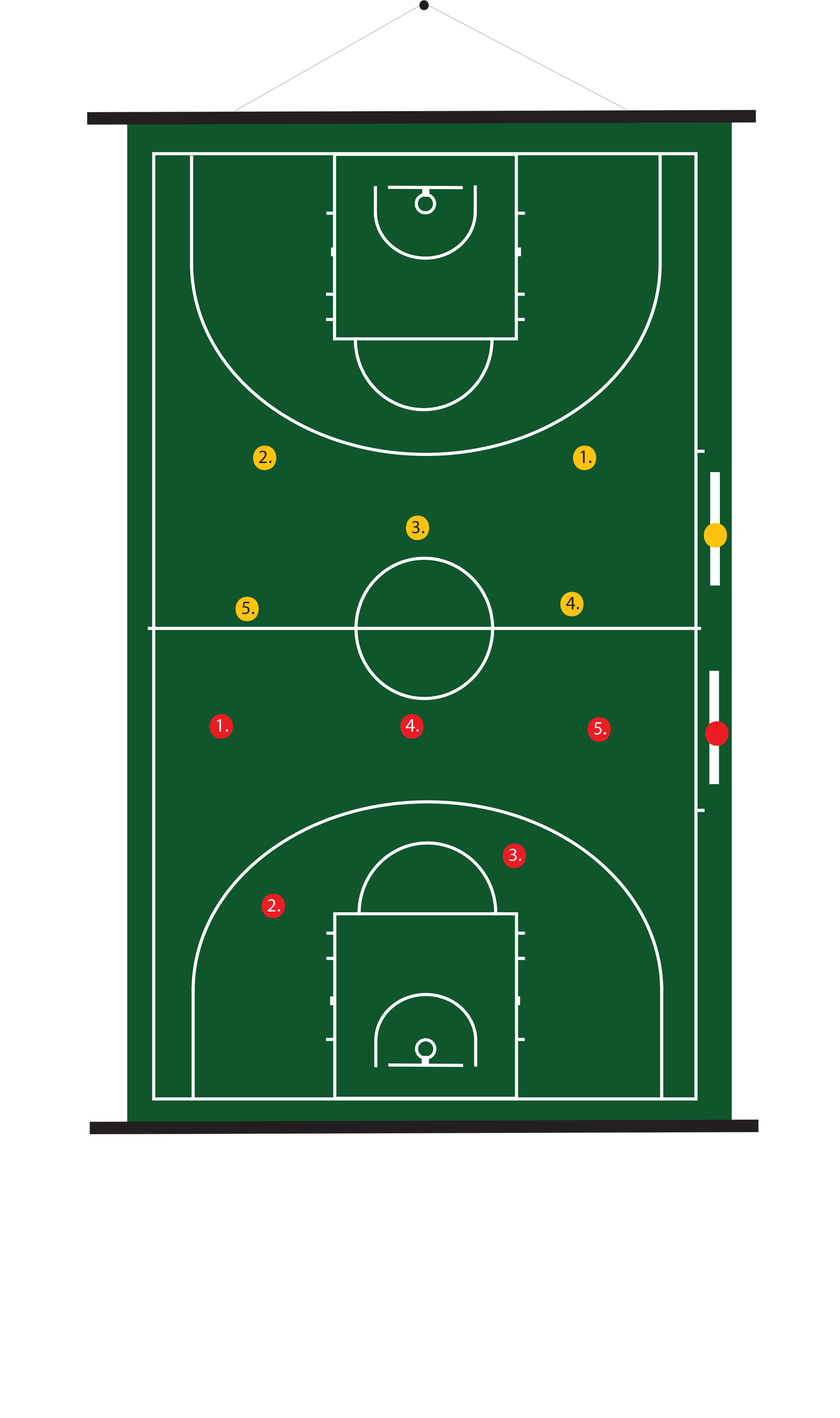 52 x 74 cm - Oprolbaar magnetisch coachbord basketbal